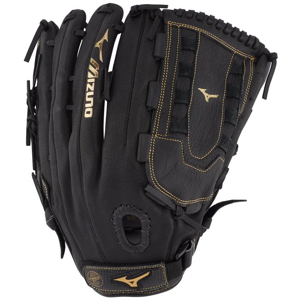 Mizuno Men's Premier Series Slowpitch Softball 14" Gloves Black/Gold (312794-CDB)